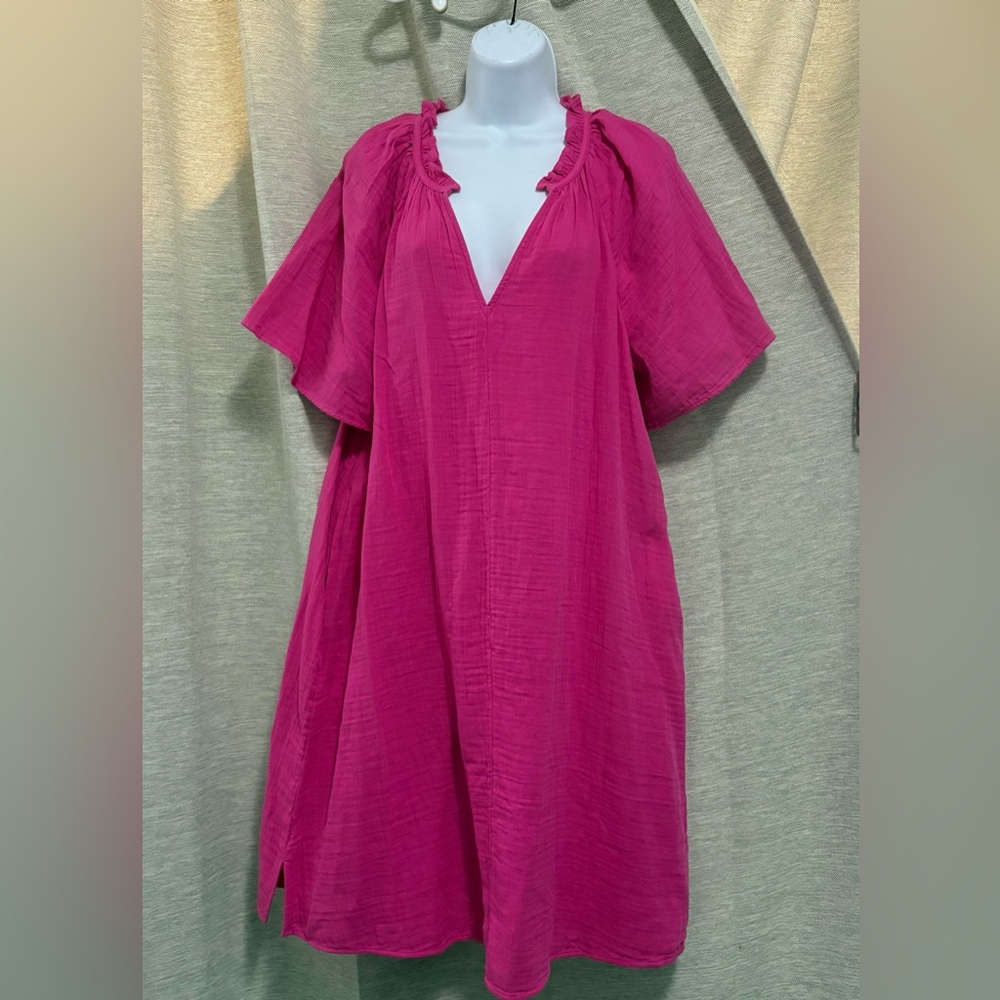 Old Navy Crinkle Gauze Mini Swing Dress in Polarized Pink